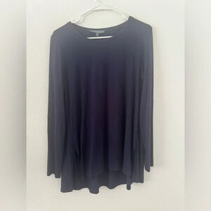 Elliott Lauren Navy Side Slit Top Long Sleeve Luxe Work NWT Size Medium